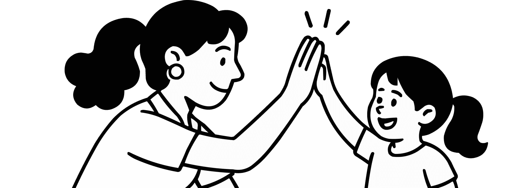 Teacher and student high-five illustration